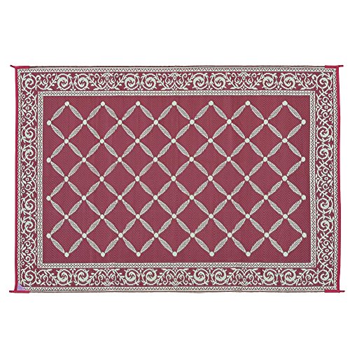 Outdoor Reversible Mat (116095), 6ft x 9ft, Burgundy/Beige, RV and Camping