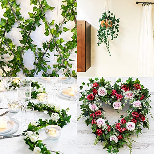 JPSOR 24pcs 158ft Artificial Ivy Leaves (Garland Greenery) Fake Vines for Wedding Wall Decor, Party Room Decor