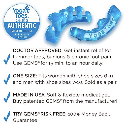 YogaToes GEMS Gel Toe Stretcher & Separator - Combat Bunions, Hammer Toes & More! (01GEM)