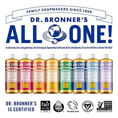Dr. Bronner's Pure-Castile Liquid Soap Peppermint (32 oz) - Organic Oils, 18 Uses: Face, Body, Hair, Laundry, Pets, Dishes, Concentrated, Vegan, Non-GMO