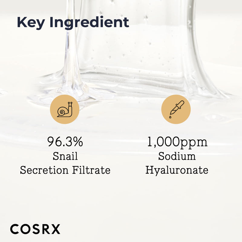 COSRX Snail Mucin 96% Power Repairing Essence 3.38 fl.oz, 100ml, Hydrating Serum for Face with Snail Secretion Filtrate for Dull and Damaged Skin, Not Tested on Animals, No Parabens, Korean Skincare