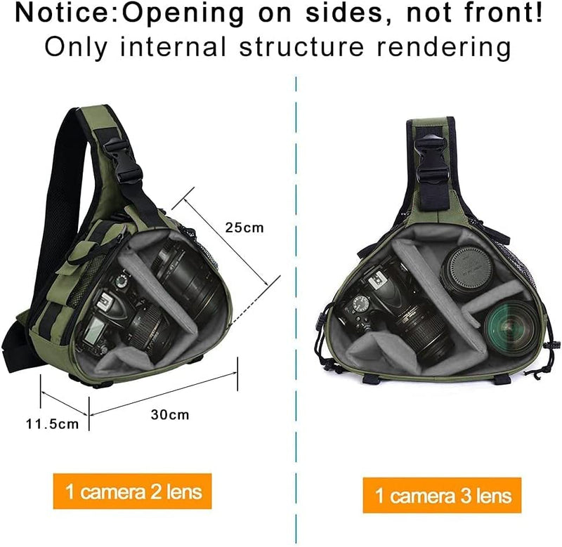 CADeN Waterproof Camera Bag with Rain Cover & Tripod Holder, Compatible with Canon, Nikon, Sony & Pentax DSLR/SLR and Accessories, Green