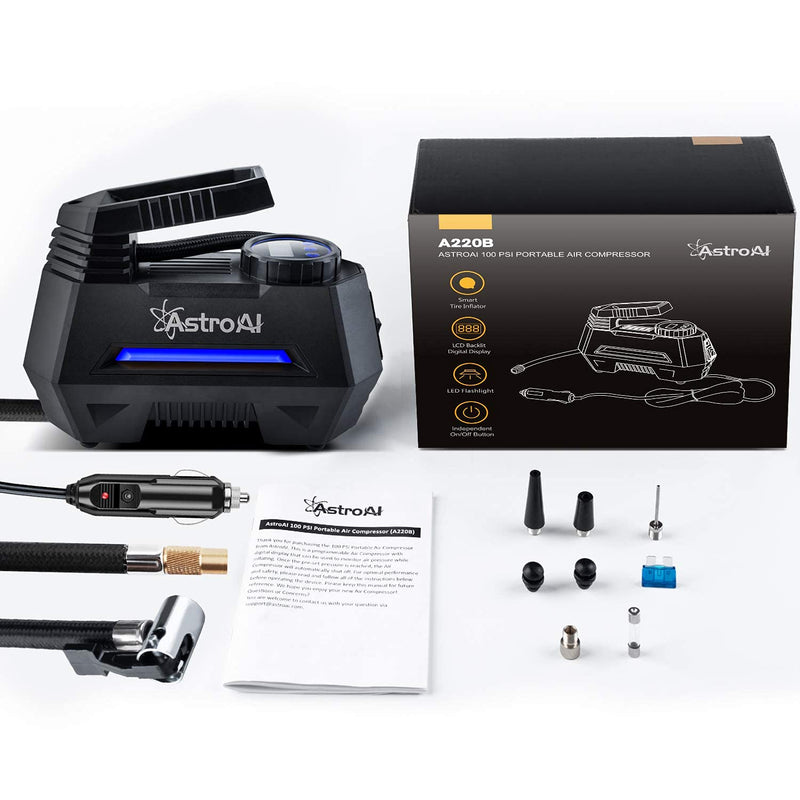AstroAI 12V DC Auto Tire Inflator Air Compressor Pump (For Car Tires)