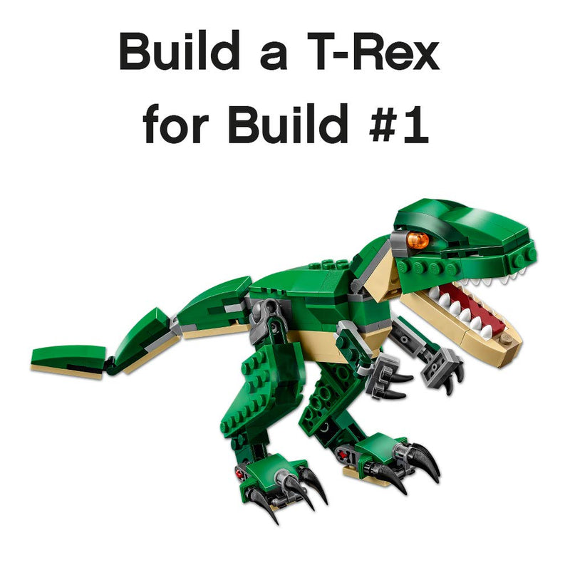 LEGO Creator Mighty Dinosaurs 31058 Buildable Dinosaur Set (174 Pieces), Create a Pterodactyl, Triceratops and T Rex Toy