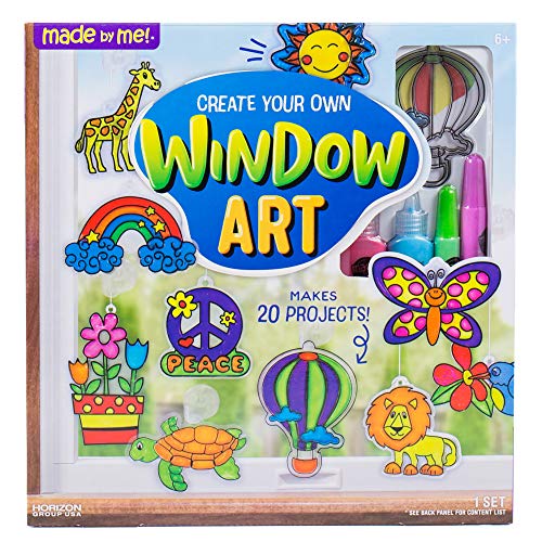 Create Window Art Set by Horizon Group USA - 12 Suncatchers, Acetate, Paint & Suction Cups (Assorted Colors)
