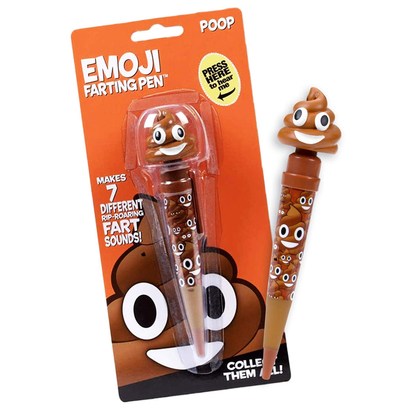 Novelty 'Farting Poop' Emoji Pen (Multicolour LED Lights)