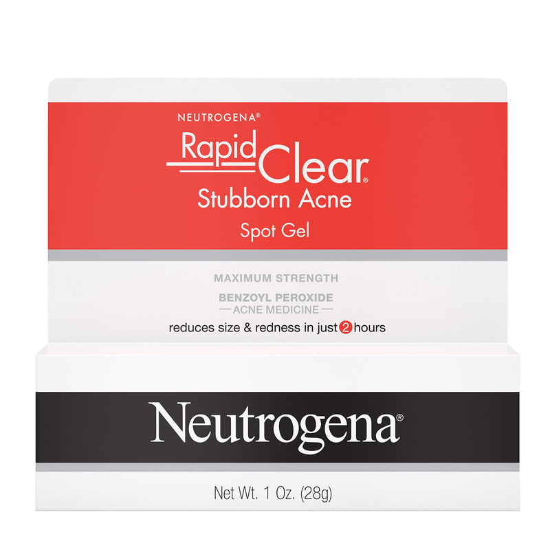 Neutrogena Rapid Clear Maximum Strength 10% Benzoyl Peroxide Spot Treatment Gel for Acne Prone Skin, 1 oz