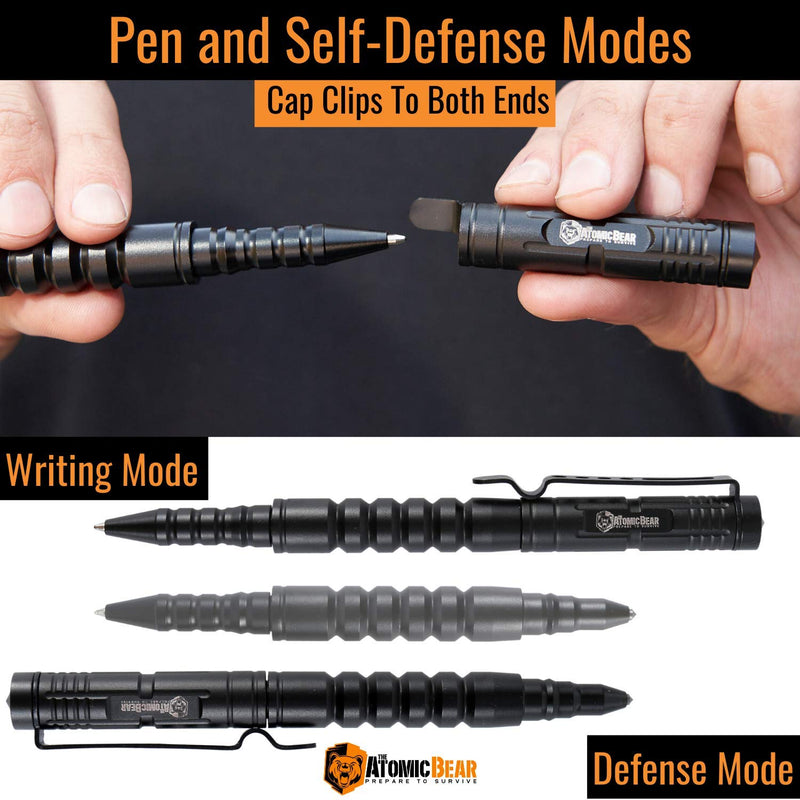 Atomic Bear Tactical Pen Kit with Window Breaker for Self Defense: Ballpoint Pen, Free Ink Refill (2nd Refill Included)