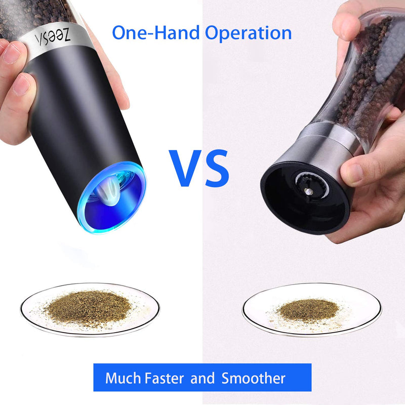 Electric Salt and Pepper Grinder Set, Battery Powered, Automatic Operation, Gravity Lock, Pepper Mill and Salt Grinder with LED Light  (Refillable)