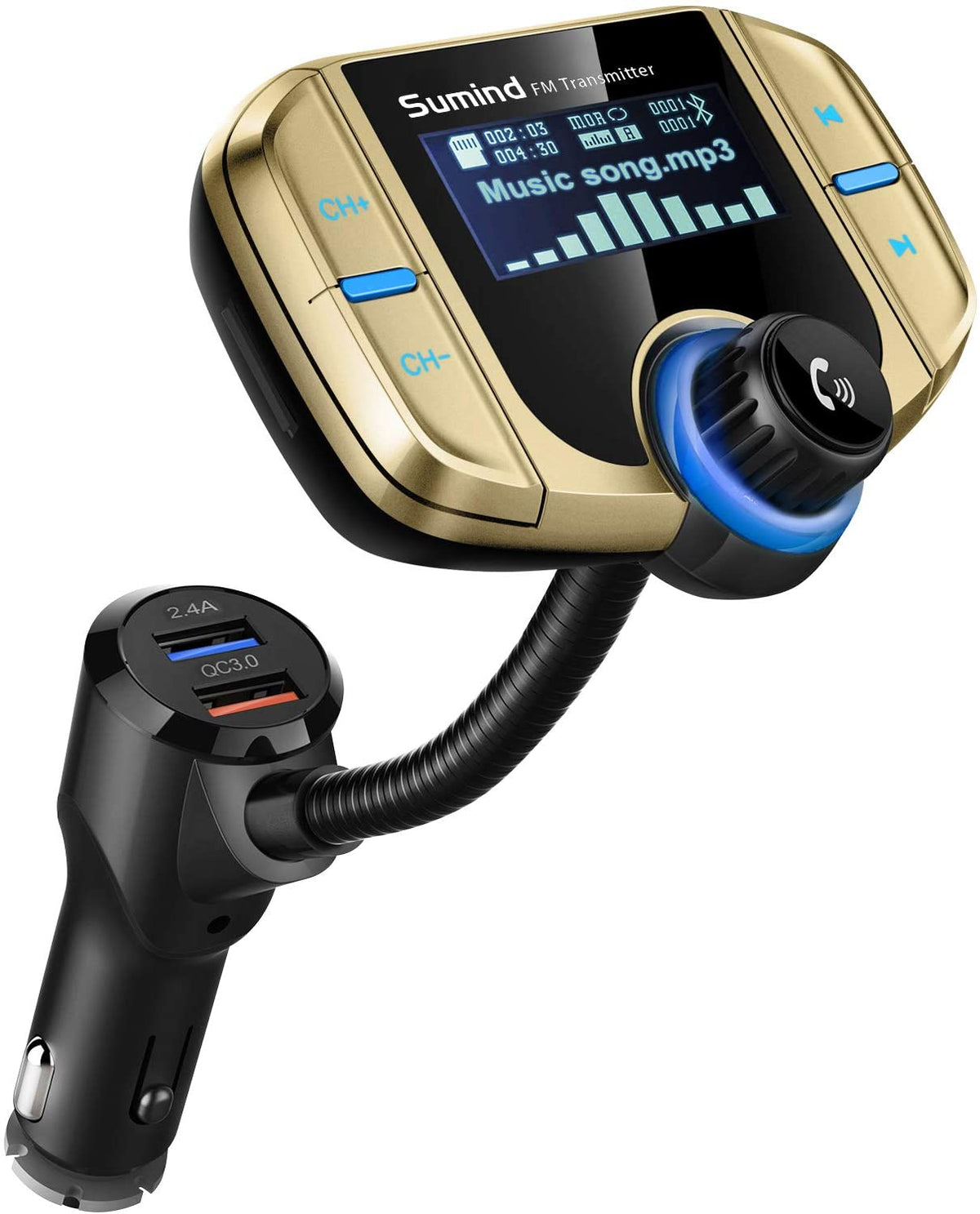 Sumind Wireless Bluetooth FM Transmitter Car Kit with Hands Free FM T