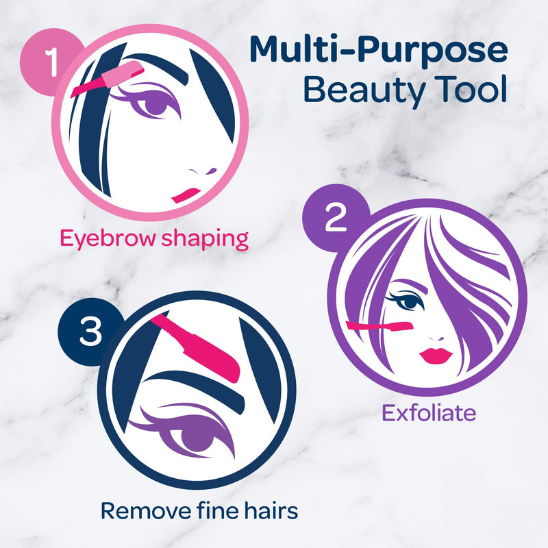 Schick Hydro Silk Touch-Up Multipurpose Exfoliating Tool, Eyebrow & Facial Razor with Precision Cover (3 Count, Packaging May Vary)