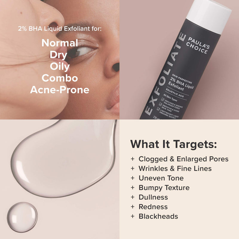Paula's Choice Skin Perfecting 2% BHA Liquid Exfoliant Duo with Salicylic Acid (2 Bottles, 1 Full Size & 1 Travel Size). Gentle Blackhead Remover, Pore Minimizer & Wrinkle Reducer.