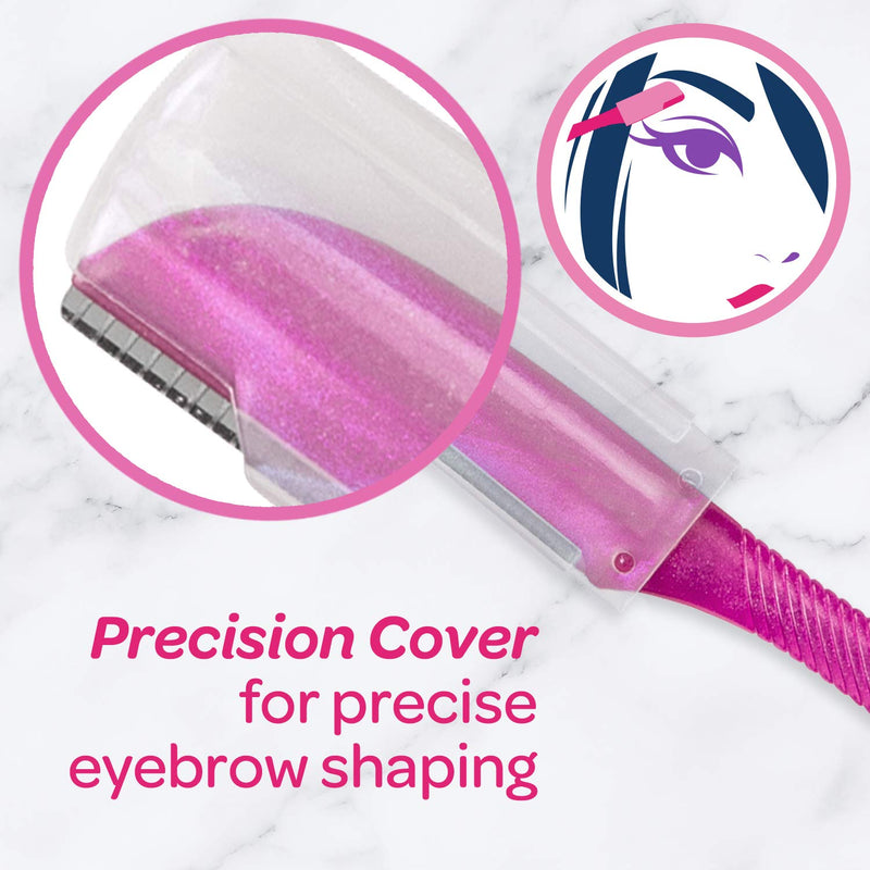 Schick Hydro Silk Touch-Up Multipurpose Exfoliating Tool, Eyebrow & Facial Razor with Precision Cover (3 Count, Packaging May Vary)