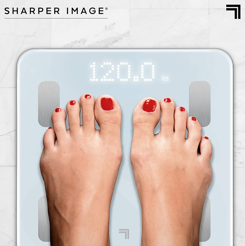 Sharper Image Digital Bathroom Scale with Bluetooth, Tracks Weight, Body Fat and BMI (Compatible with Android and iOS Apps)