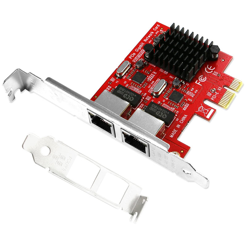 LTERIVER 2-Port Gigabit PCIe Network Interface Card with Realtek RTL811GN Chipset for Windows Server, 7, 8.0, 8.1 and 10 (32/64 Bit), and Linux Systems (PCE-NIC2)