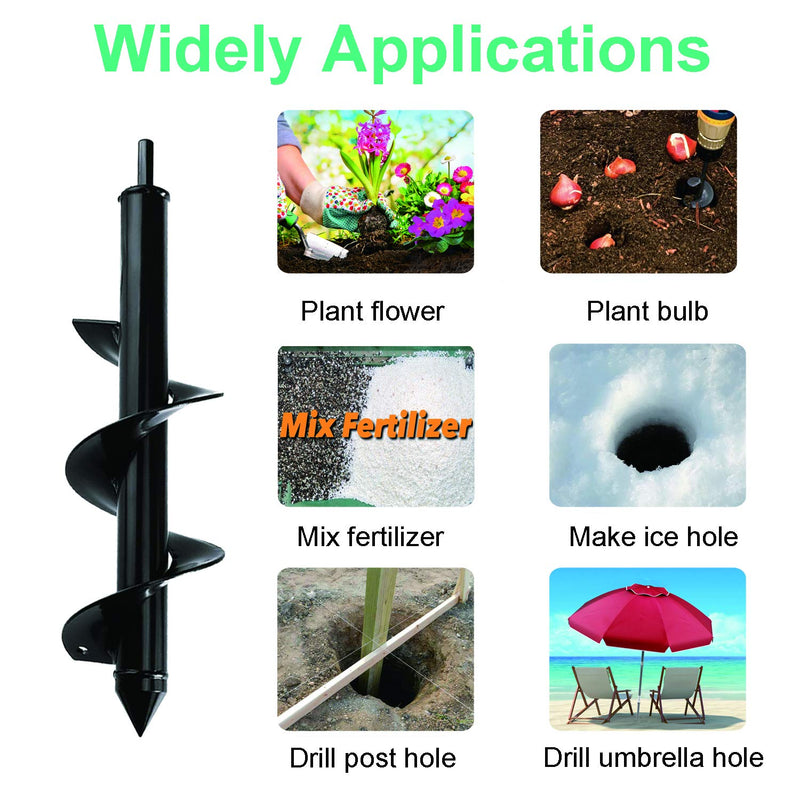 Silverline Auger Drill Bit Set (3/8" Hex Drive) for Planting & Creating Spiral Holes in Gardens