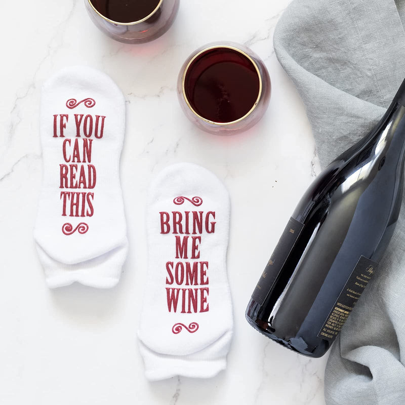 Women's Novelty Socks with Printed Message: "If You Can Read This, Bring Me Some", Burgundy (Brand XYZ, Model ABC)