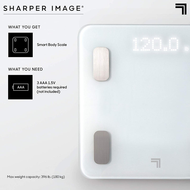 Sharper Image Digital Bathroom Scale with Bluetooth, Tracks Weight, Body Fat and BMI (Compatible with Android and iOS Apps)