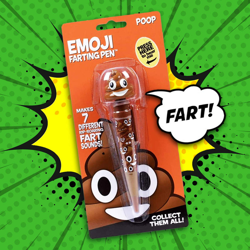 Novelty 'Farting Poop' Emoji Pen (Multicolour LED Lights)