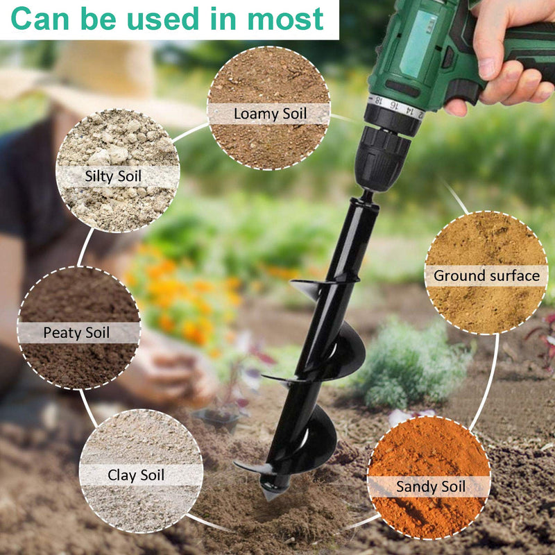Silverline Auger Drill Bit Set (3/8" Hex Drive) for Planting & Creating Spiral Holes in Gardens
