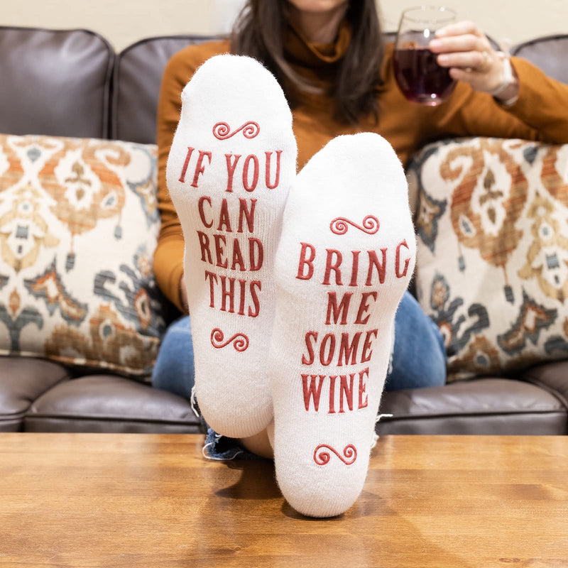 Women's Novelty Socks with Printed Message: "If You Can Read This, Bring Me Some", Burgundy (Brand XYZ, Model ABC)