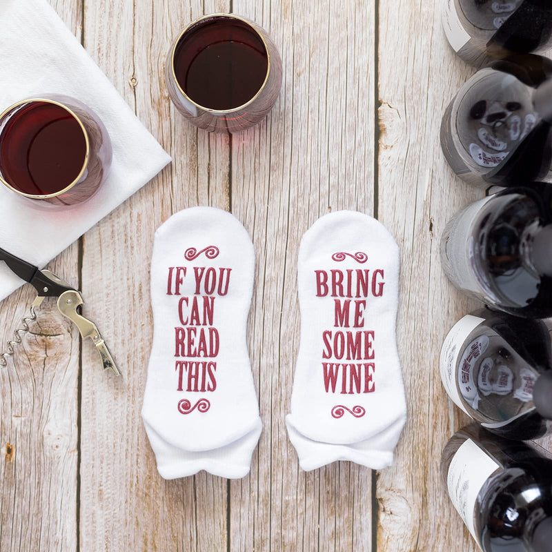 Women's Novelty Socks with Printed Message: "If You Can Read This, Bring Me Some", Burgundy (Brand XYZ, Model ABC)