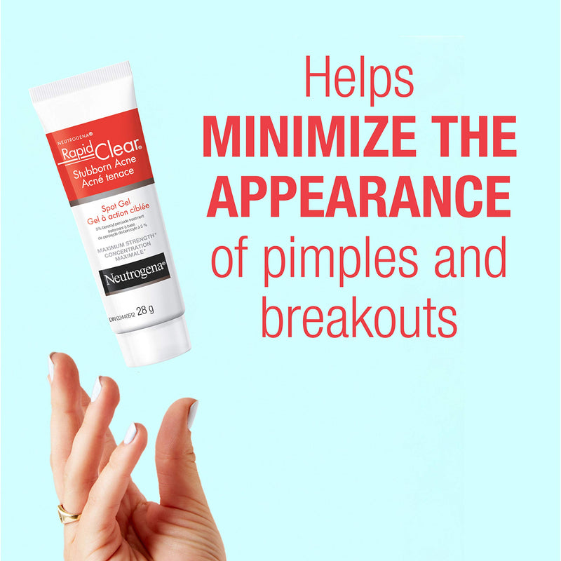 Neutrogena Rapid Clear Maximum Strength 10% Benzoyl Peroxide Spot Treatment Gel for Acne Prone Skin, 1 oz