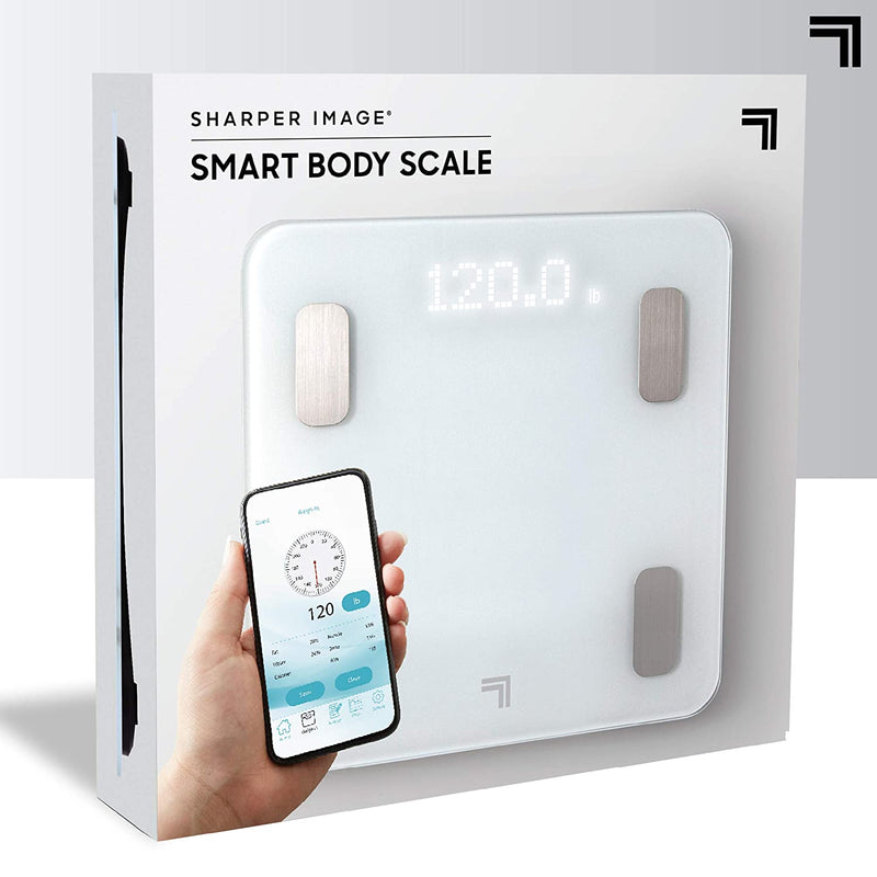 Sharper Image Digital Bathroom Scale with Bluetooth, Tracks Weight, Body Fat and BMI (Compatible with Android and iOS Apps)