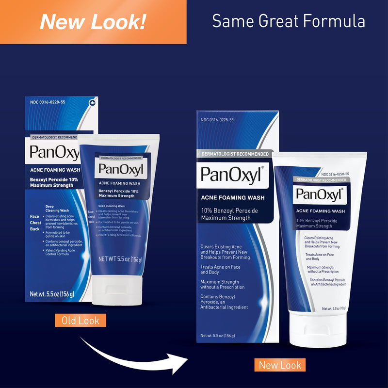PanOxyl 10% Max Strength Benzoyl Peroxide Acne Foaming Wash (5.5oz)