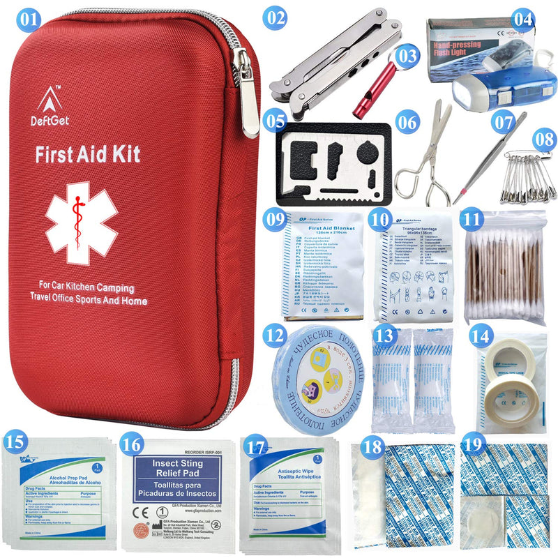 DeftGet 163 Pieces First Aid Kit Waterproof IFAK Molle System Portable Essential Injuries Medical Emergency Equipment Survival Kit