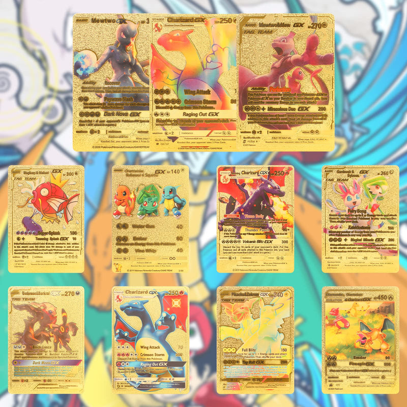 Pokémon TCG Gold Foil Card Expansion Set (13V Series, 16 Vmax Rares, 11 GX Rares, 7 Tag Team & 6 Basic Cards), 55 Pieces, Gift for Kids