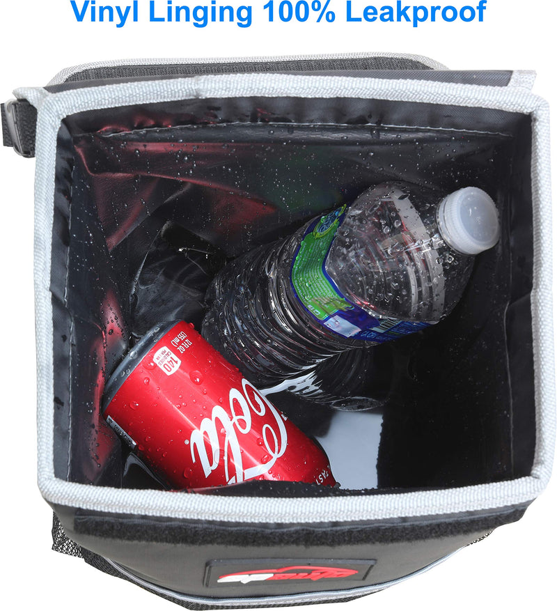 EPAuto Black Waterproof Car Trash Can with Lid & Storage Pockets (EP-CP-001)