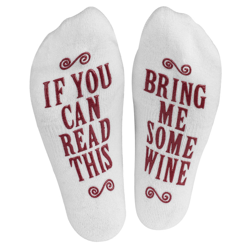 Women's Novelty Socks with Printed Message: "If You Can Read This, Bring Me Some", Burgundy (Brand XYZ, Model ABC)