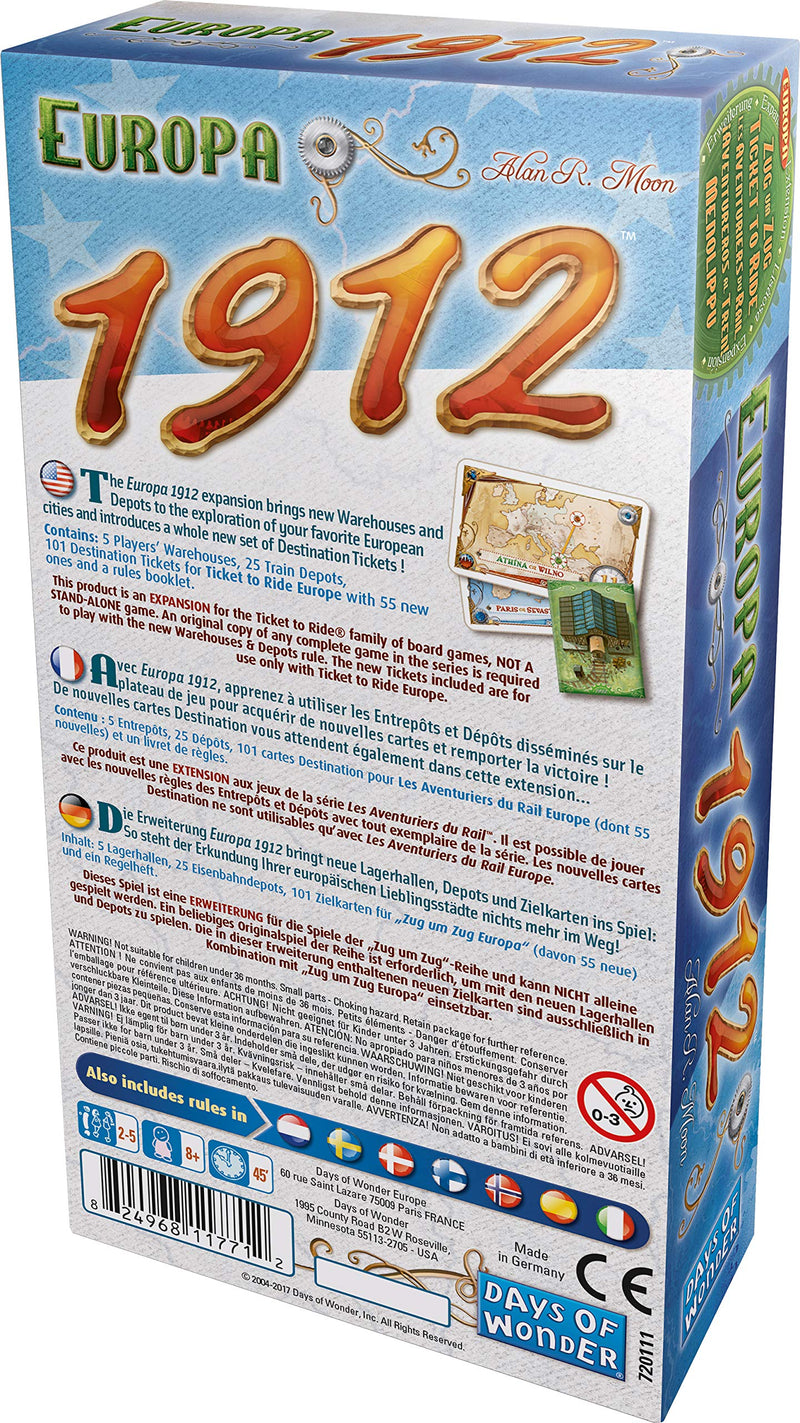Ticket to Ride Europa 1912 Expansion (Family Board Game for 2-5 Players, 8+) by Days of Wonder