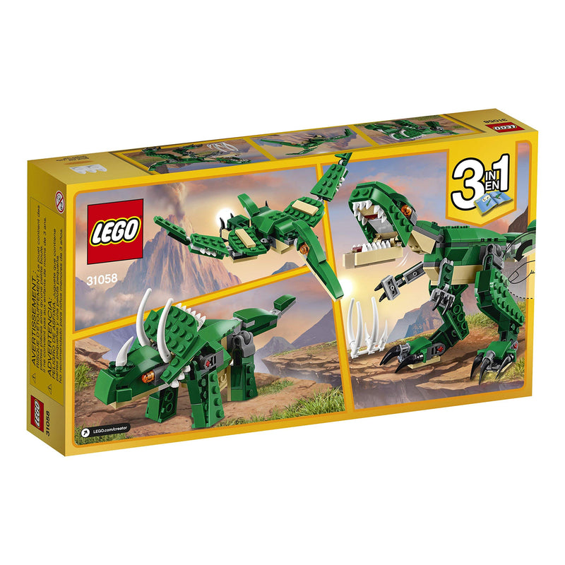 LEGO Creator Mighty Dinosaurs 31058 Buildable Dinosaur Set (174 Pieces), Create a Pterodactyl, Triceratops and T Rex Toy