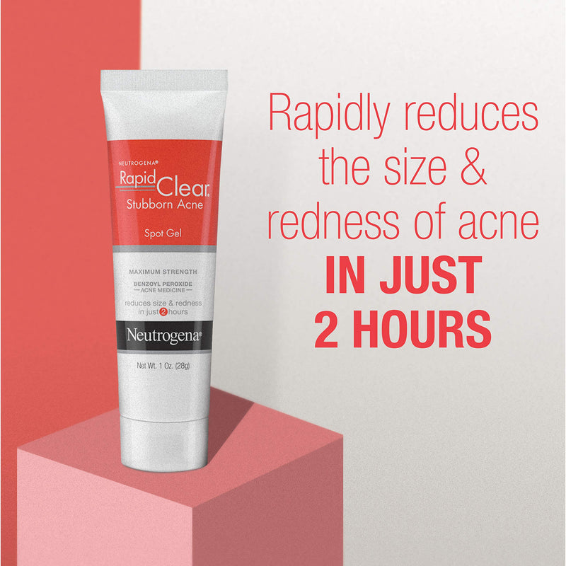 Neutrogena Rapid Clear Maximum Strength 10% Benzoyl Peroxide Spot Treatment Gel for Acne Prone Skin, 1 oz