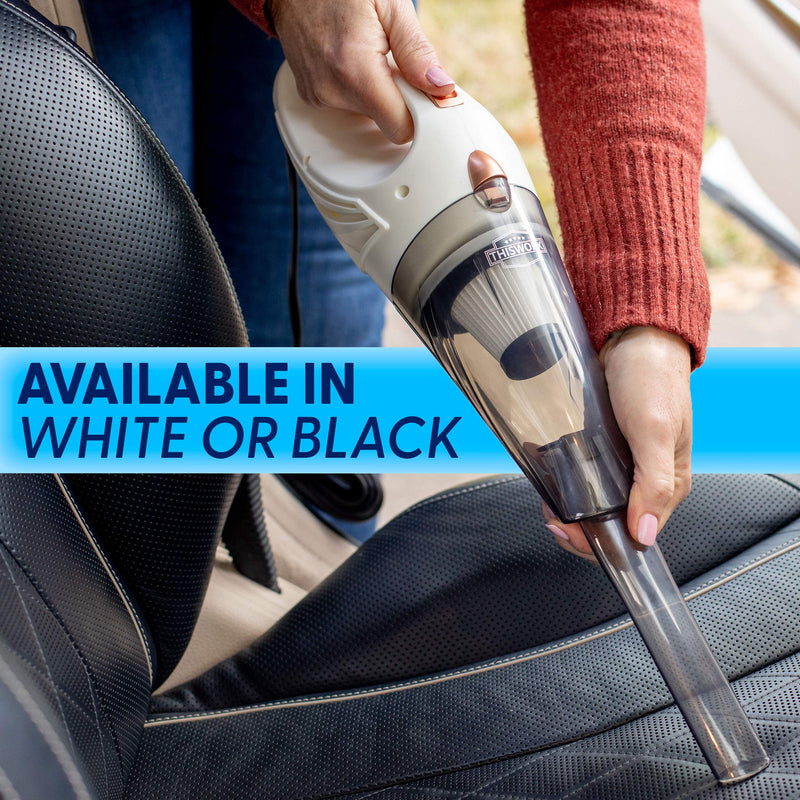 ThisWorx 12V Car Vacuum Cleaner (3 Attachments, 16 Ft Cord & Bag) - Portable, High Power Handheld Cleaner for Automotive Interior Detailing - Black