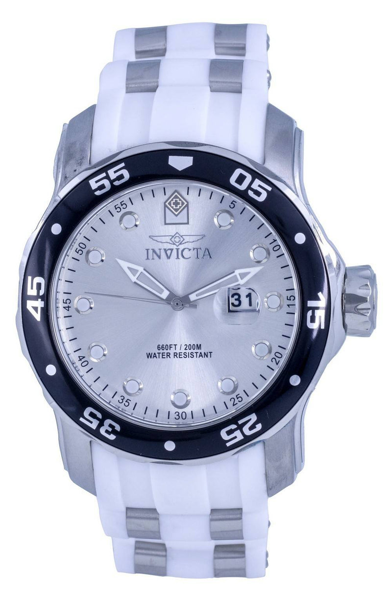 Invicta Pro Diver Silicon Silver Dial Quartz 39411 200M Men's Watch