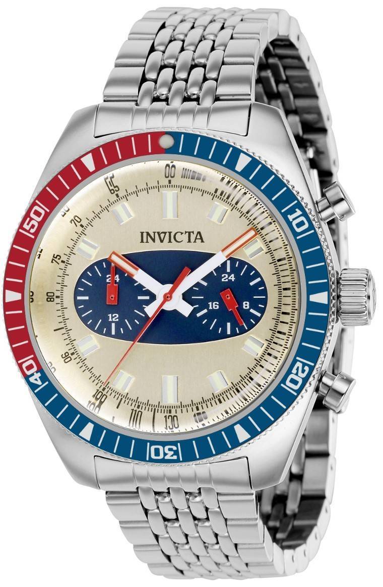 Invicta Monaco Speedway Stainless Steel Beige Dial Quartz 40525 100M Men's Watch