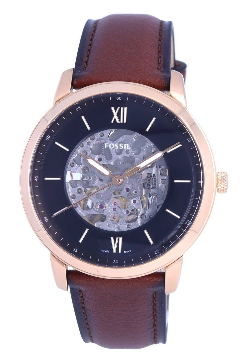 Fossil Neutra Skeleton Leather Black Dial Automatic ME3195 Men's Watch