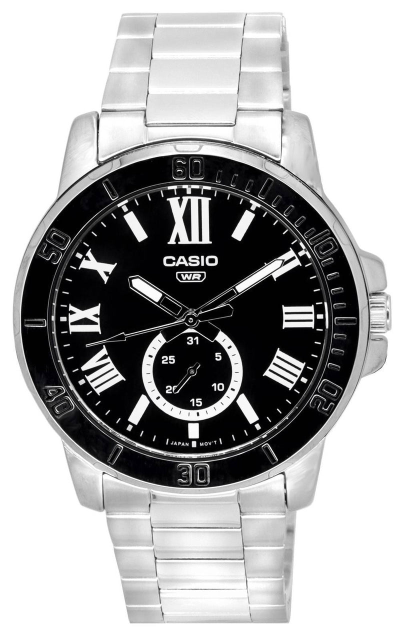 Casio Analog Stainless Steel Black Dial Quartz MTP-VD200D-1B MTPVD200D-1B Men's Watch